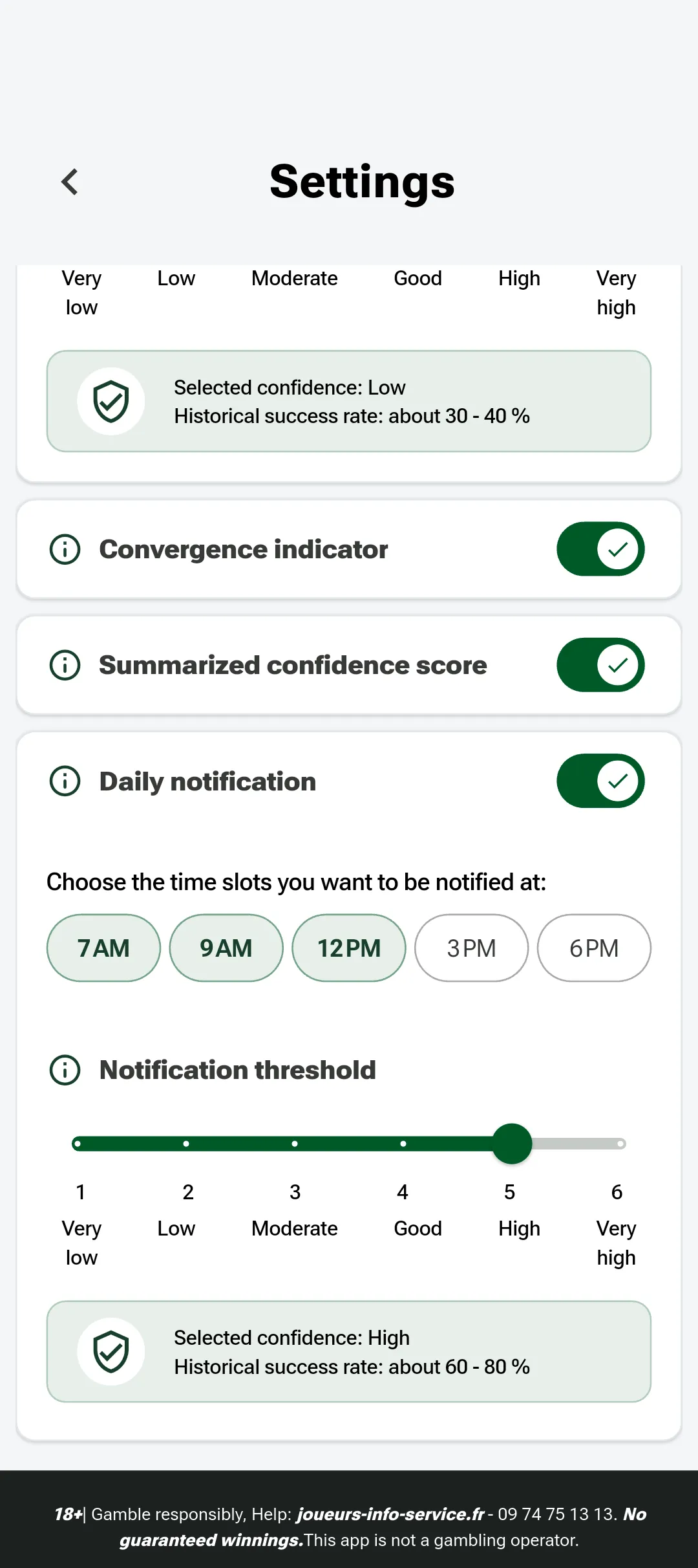 Screenshot of SignalTurf notification settings